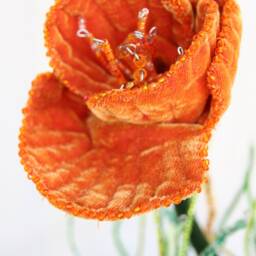 Fiber Art Poppies Flower Sculpture, Whimsical Home Decor, Unique Wedding Centerpiece, Fall Floral Arrangement, Soft Sculpture Flowers - thumbnail 2