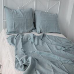 Set Of 3 Linen Bedding, Pure Hemp Flat Sheet With 2 Pillowcases, Gray Blue, Dusty Pink, Queen King Or Custom Size - thumbnail 3