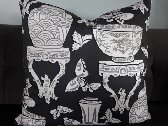Ginger Jar Black Gray Cotton P Kaufman Pillow Cover - image 1