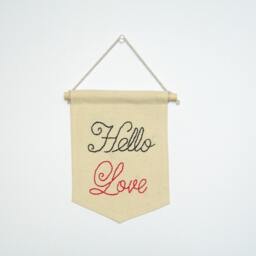 Hello Love - Mini Banner Valentine Gift For Her Him Embroidered Wall Hanging - thumbnail 2