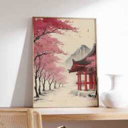 Cherry Blossom Poster, Sakura Wall Art, Japan Floral Print, Japanese Tree Decor, Nature Art Gift Print - thumbnail 2