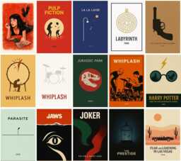 Minimalist Movie Posters - 12 Classic Film Art Prints Framed/Unframed Wall Decor - thumbnail 1
