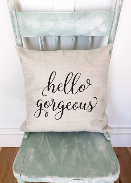 Hello Gorgeous Linen Pillow Cover - Farmhouse Throw - image 1