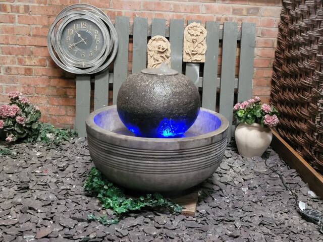 Circulum Stone Ball Garden Water Fountain Feature Ornament - image 1