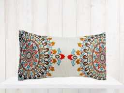 Embroidered Medallion Lumbar Pillow Cover - Designer Kravet Fabric - thumbnail 1