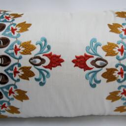 Embroidered Medallion Lumbar Pillow Cover - Designer Kravet Fabric - thumbnail 3