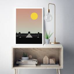 Louvre Pyramid Paris Modern Architecture Art Print - Graphic Illustration Abstract Poster - thumbnail 2