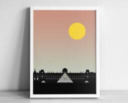 Louvre Pyramid Paris Modern Architecture Art Print - Graphic Illustration Abstract Poster - thumbnail 1