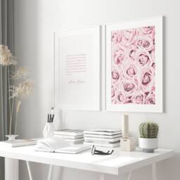 I Believe in Pink With Roses - Set Of 2 Prints Audrey Hepburn Quote Inspirational Wall Art Gift For Her Unframed - thumbnail 3