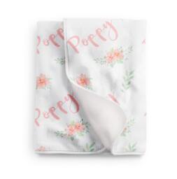 Personalized Peach Mint Green Floral Girl Baby Blanket in Fleece, Minky, Or Sherpa. Perfect Gift Personalize Custom Swaddle Blankey