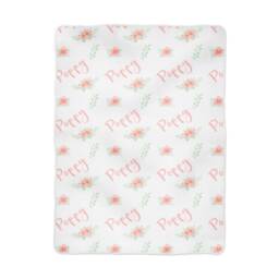 Personalized Peach Mint Green Floral Girl Baby Blanket in Fleece, Minky, Or Sherpa. Perfect Gift Personalize Custom Swaddle Blankey - thumbnail 3