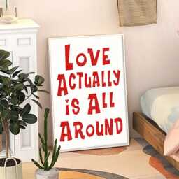 Love Actually Is All Around Print Quote Poster, Trendy Wall Art, Apartment Aesthetic Decor, Retro Home Printed Gift - thumbnail 3