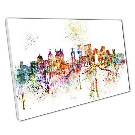 Colorful Lisbon Skyline Canvas Print Wall Art For Home Office Decor - image 1