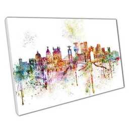Colorful Lisbon Skyline Canvas Print Wall Art For Home Office Decor - thumbnail 1