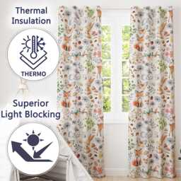 Cute Woodland Animals Rabbit Fox Butterfly Seamless Pattern Cream Background Readymade Eyelet Ring Top Thermal 100% Blackout Curtains - thumbnail 3