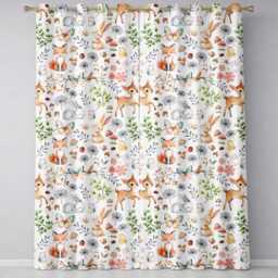 Cute Woodland Animals Rabbit Fox Butterfly Seamless Pattern Cream Background Readymade Eyelet Ring Top Thermal 100% Blackout Curtains - thumbnail 2