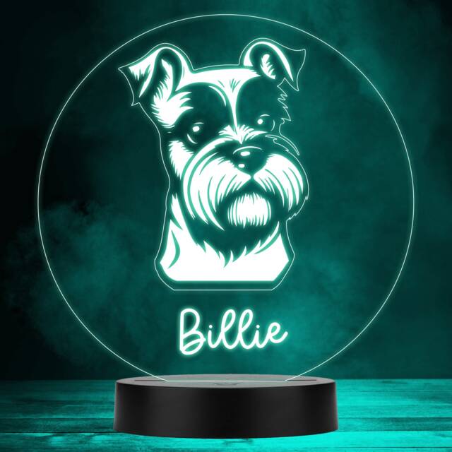 Miniature Schnauzer Dog Pet Multicolour Personalised Gift Led Lamp Night Light - Bedroom - image 1