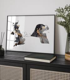 Britain & Kuwait Map Black & Gold Travel Wall Art Print - United Kingdom UK - thumbnail 1