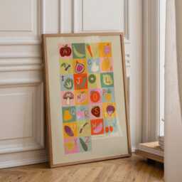 Alphabet Fruit & Veg - Kids Wall Art, Poster, Print, Original, Montessori, Abcs, Child, Baby Room, Nursery, Childrens Bedroom, Cot - thumbnail 1