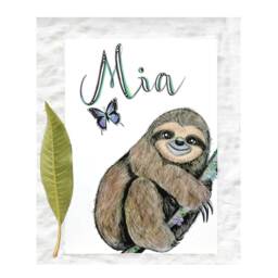 Personalised Nursery Print Sloth - Custom Baby Name Decor Boy- New Gift Birthday Boys Wall Art - thumbnail 1