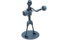 Scrap Metal Weightlifter Self Portrait Gift, Powerlifter Bodybuilder Trainer Power Man Nuts & Bolts Metal Sculpture Gym Decor Idea - thumbnail 1