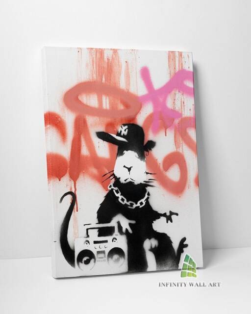 Banksy Gangsta Rat Graffiti Canvas Art Wall Animal Framed Print Picture Home Decor -C929 - image 1
