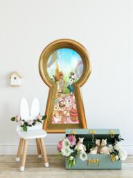 Wonderland 3D Keyhole Fabric Wall Decal - Mad Hatter's Tea Party 3D Sticker Removable - thumbnail 1
