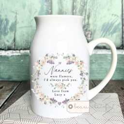 Personalised If ... Were Flowers I'd We'd Pick You Mum Nanny Grandma Granny Nan Nana Mother's Day Ceramic Small Vase Jug Mug Birthday Gift - thumbnail 2