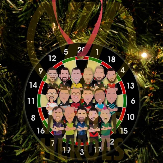 Darts Stand Up If You Love The Christmas Tree Decoration Flat Ceramic Bauble Great Xmas Gift For Fans Printed in UK