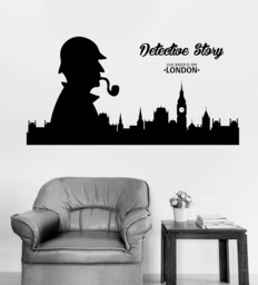 Wall Vinyl Decal Sticker Sherlock Holmes Detective Story - 2527Dz - thumbnail 1