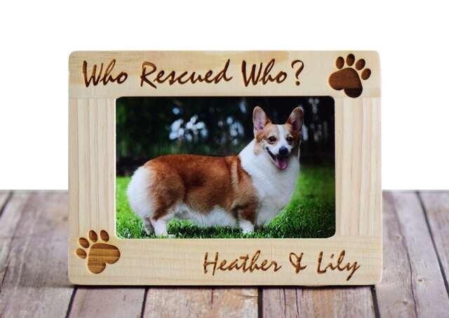 Who Rescued Engraved Pet Photo Frame Personalized Dog/Cat Adoption Gift