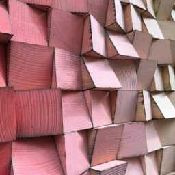 Wood Wall Art - Handmade Sound Diffuser Red Gold Blue Decor - thumbnail 4