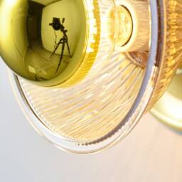 Gold Ceiling Light With Tinted Glass Bowl Shade - Modern Bathroom Vanity & Hallway Lighting Mid Century Industrial Wall Sconce Bonnie - thumbnail 3