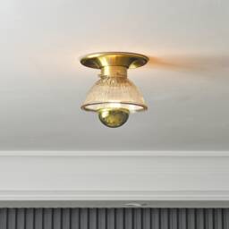 Gold Ceiling Light With Tinted Glass Bowl Shade - Modern Bathroom Vanity & Hallway Lighting Mid Century Industrial Wall Sconce Bonnie