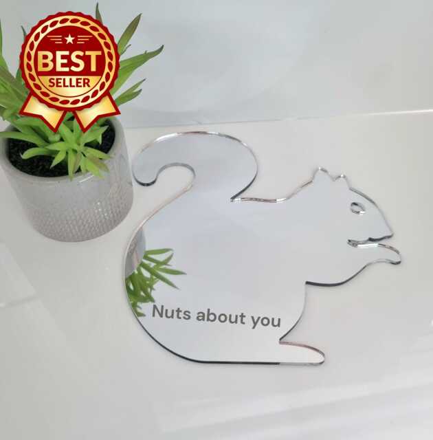 Squirrel Acrylic Mirror Wall Art Personalized Engraving Options - image 1