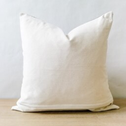 Linen + Faux Leather - Coastal Blue Linen/Cotton Blend Modern Farmhouse Contemporary Home Pillow Inserts Available - thumbnail 3