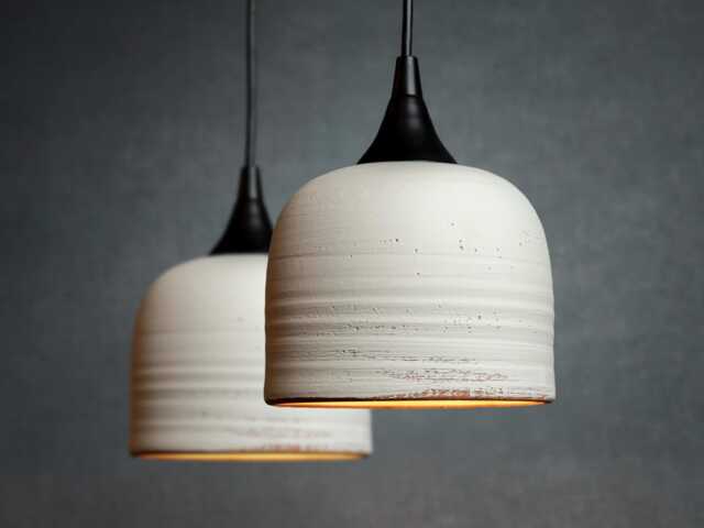 Custom Handmade Pendant Lamps, White Porcelain Over Brown Clay, Ceramic Lighting, Minimalist Kitchen Lights, Made To Order - image 1
