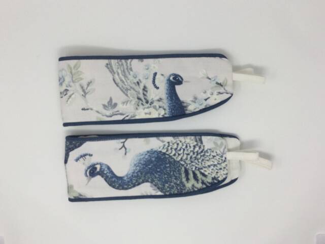 Laura Ashley Belvedere Midnight Blue Bird Pair Handmade Curtain Tie Backs Piped Navy - image 1