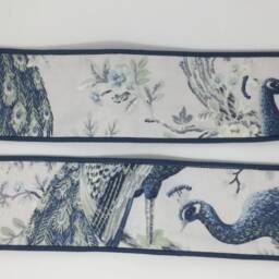 Laura Ashley Belvedere Midnight Blue Bird Pair Handmade Curtain Tie Backs Piped Navy - thumbnail 3
