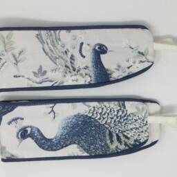 Laura Ashley Belvedere Midnight Blue Bird Pair Handmade Curtain Tie Backs Piped Navy - thumbnail 2