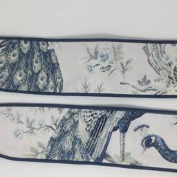 Laura Ashley Belvedere Midnight Blue Bird Pair Handmade Curtain Tie Backs Piped Navy - thumbnail 4