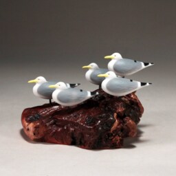 Seagull Figurine Decor Sculpture By John Perry Flock 6In Long Statue - thumbnail 2