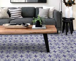 Gothic Flowers Design Vinyl Flooring, Blue Ideas For Work, White Vivid Colors Inks, Abstract Living Room Decoration, Office Decor