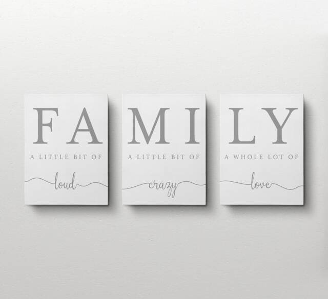 Family Canvas Set, Loud Crazy Love, Typography Wall Art - image 1