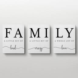 Family Canvas Set, Loud Crazy Love, Typography Wall Art - thumbnail 3