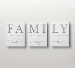 Family Canvas Set, Loud Crazy Love, Typography Wall Art - thumbnail 1