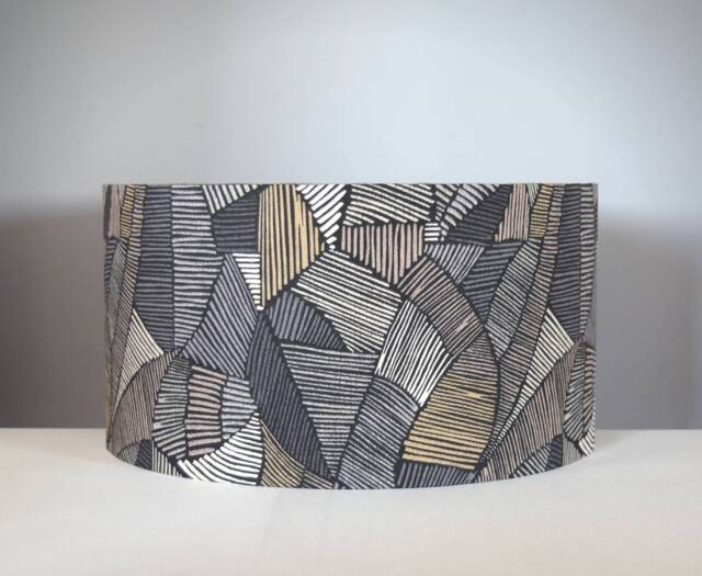 Monochrome Abstract Lampshade Geometric With Gold Silver Or White Lining in 20cm To 50cm Diameter, For Ceiling Lamp Base - image 1