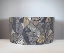 Monochrome Abstract Lampshade Geometric With Gold Silver Or White Lining in 20cm To 50cm Diameter, For Ceiling Lamp Base - thumbnail 1