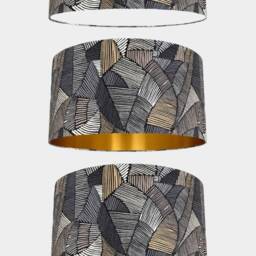 Monochrome Abstract Lampshade Geometric With Gold Silver Or White Lining in 20cm To 50cm Diameter, For Ceiling Lamp Base - thumbnail 2