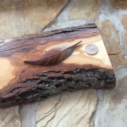 Hand Carved American Wigeon Feather Mounted On Rustic Base - thumbnail 3